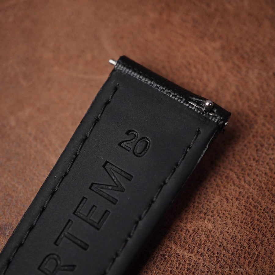 Artem Loop-Less Black - Black Stitching - Horology Story Youtube Store