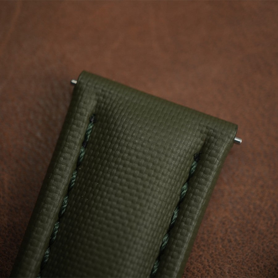Artem Sailcloth Classic Khaki Green - Green Stitching