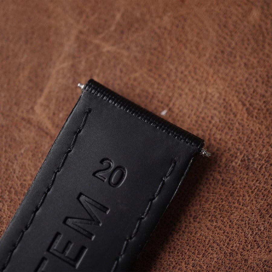 Artem Loop-Less Black - Black Stitching - Horology Story Youtube Store