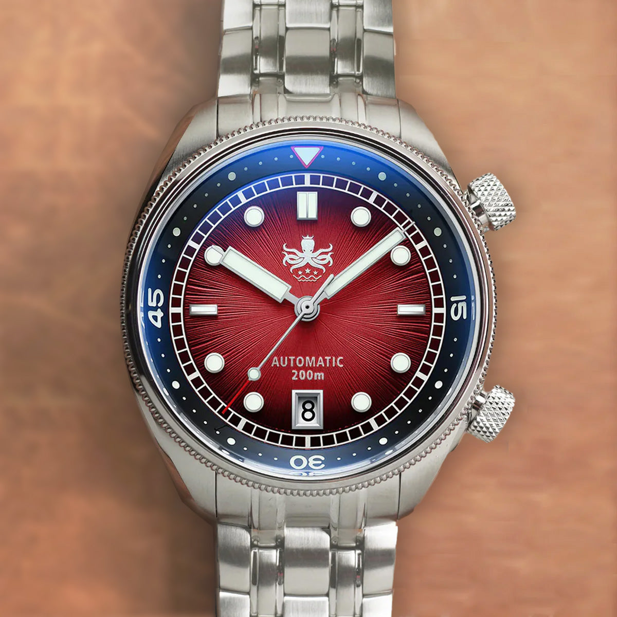 Phoibos Eagle Ray 200m PY039E Sunray Red - Horology Story Youtube Store
