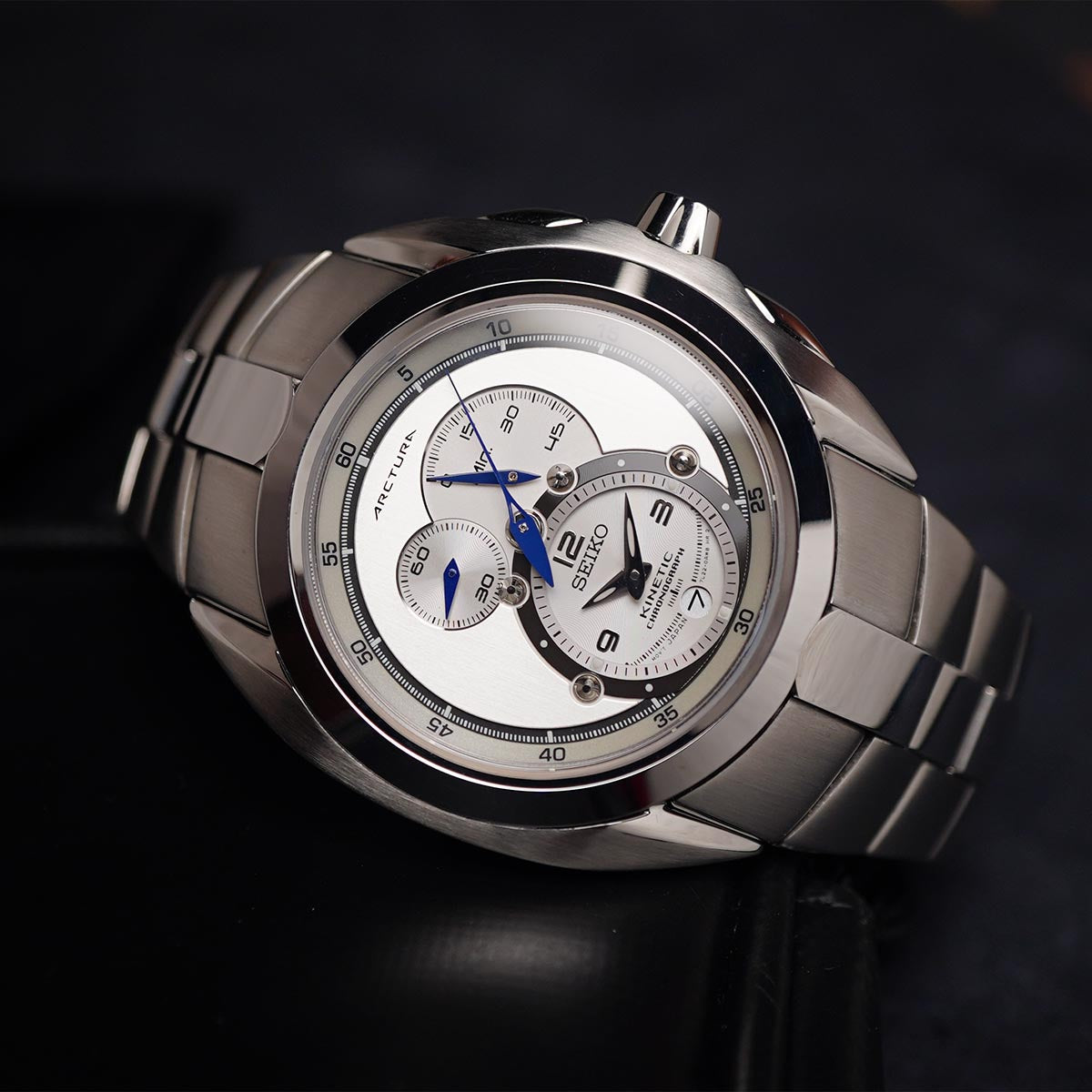Seiko Arctura SNL045P1 42mm Kinetic Chronograph White Dial - Horology Story Youtube Store