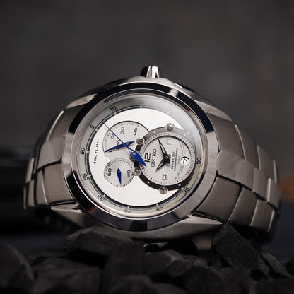 Seiko Arctura SNL045P1 42mm Kinetic Chronograph White Dial - Horology Story Youtube Store