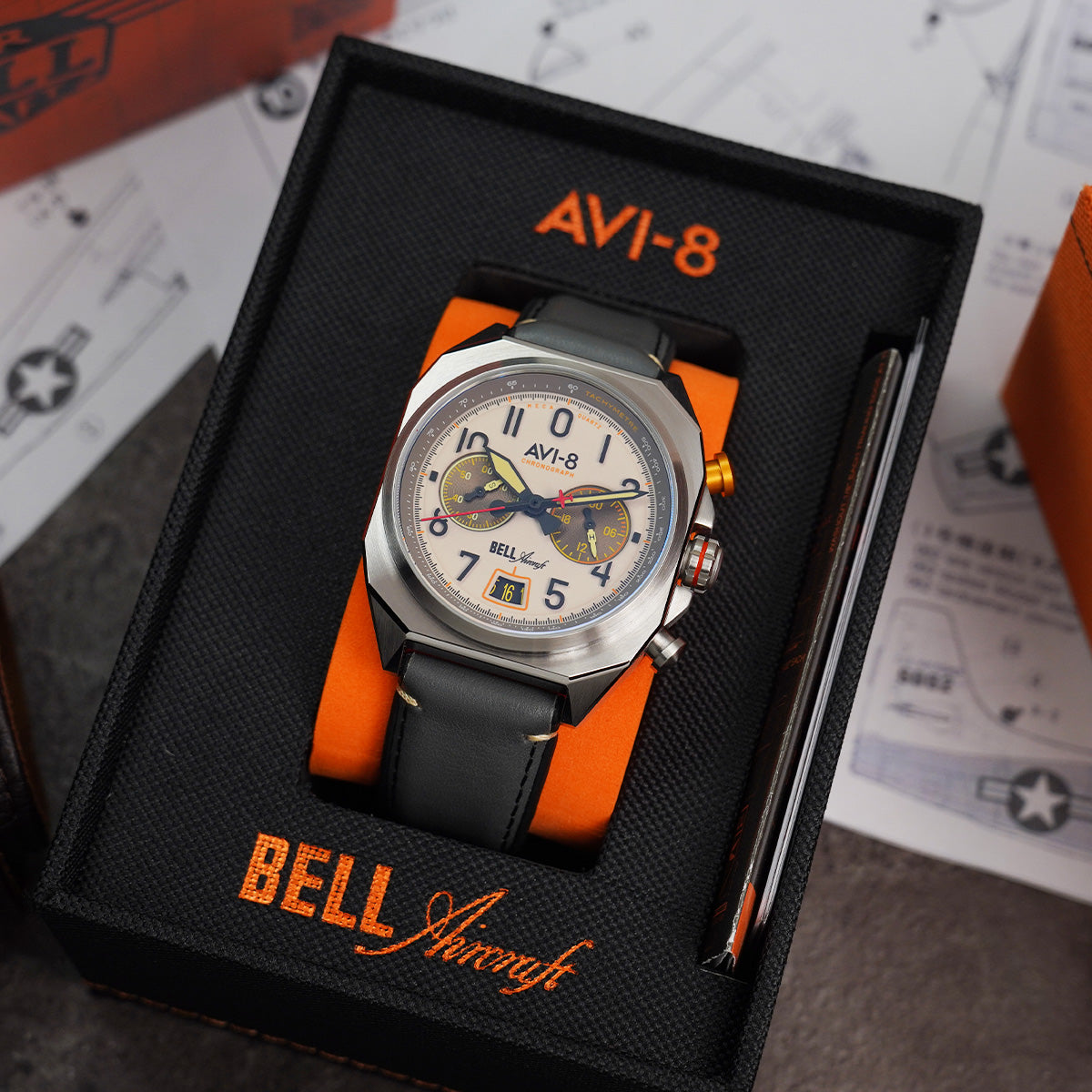 AVI-8 BELL X-1 Machbuster Chronograph Camel Brown