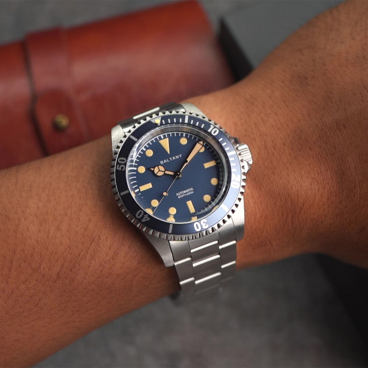 Baltany Retro Diver Watch D3043AB Stainless Steel Bracelet