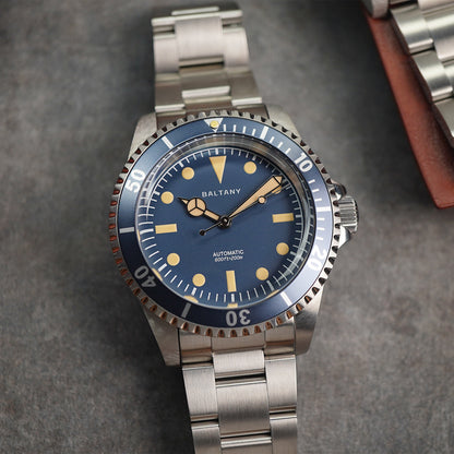 Baltany Retro Diver Watch D3043AB Stainless Steel Bracelet