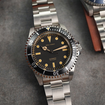 Baltany Retro Diver Watch D3043AB Stainless Steel Bracelet