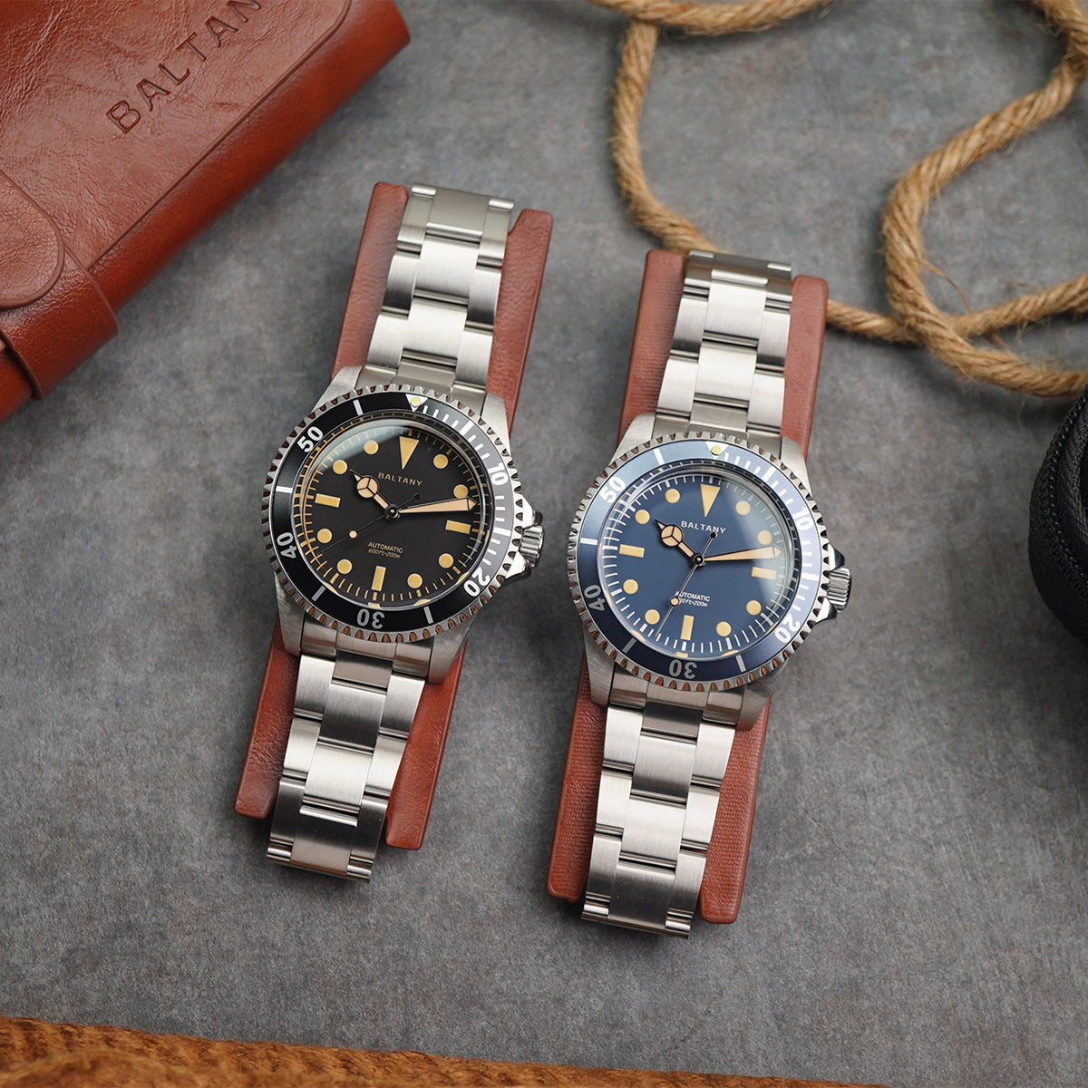 Baltany Retro Diver Watch D3043AB Stainless Steel Bracelet