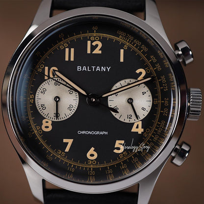 Baltany Retro Chronograph S205034 39mm Black Dial - Horology Story Youtube Store