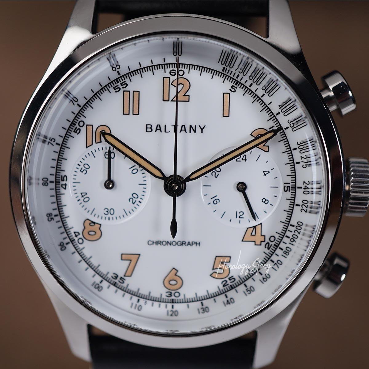 Baltany Retro Chronograph S205034 39mm White Dial - Horology Story Youtube Store