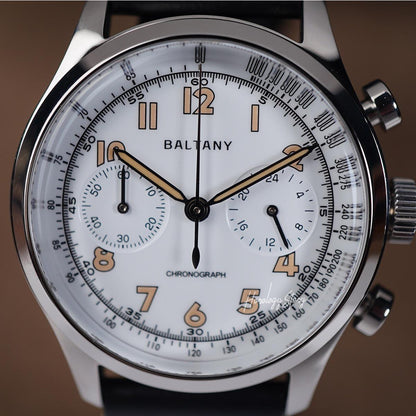 Baltany Retro Chronograph S205034 39mm White Dial - Horology Story Youtube Store