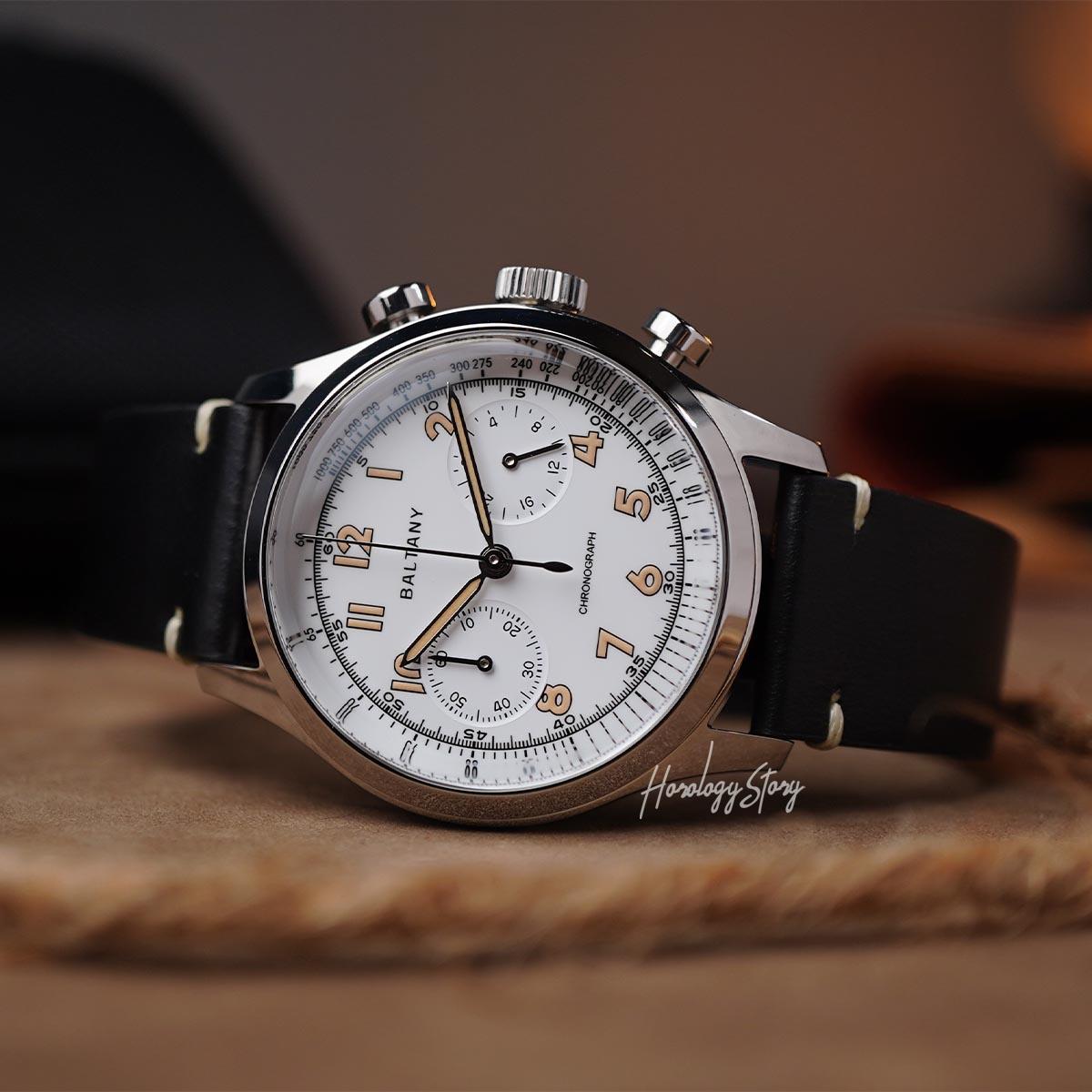 Baltany Retro Chronograph S205034 39mm White Dial - Horology Story Youtube Store