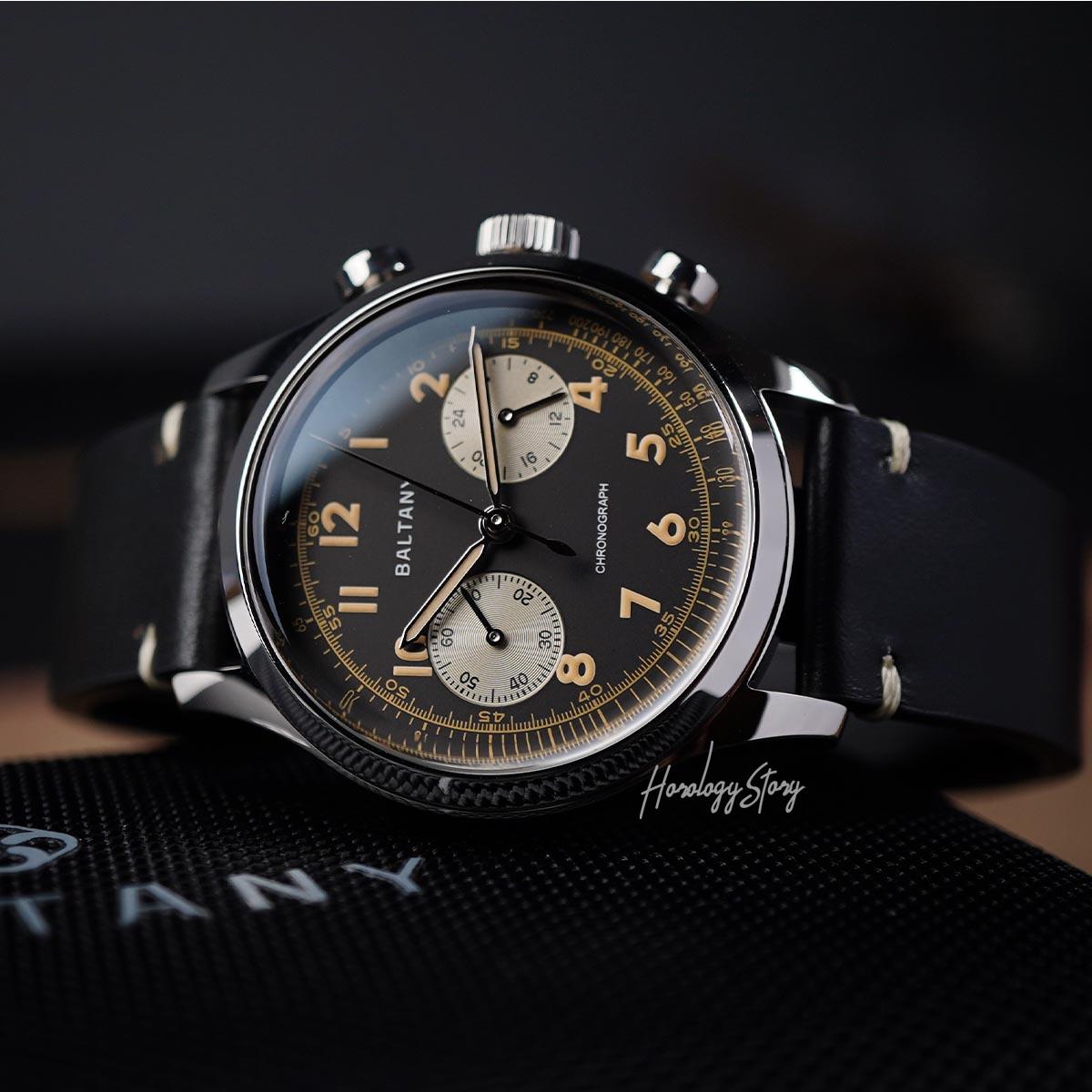 Baltany Retro Chronograph S205034 39mm Black Dial - Horology Story Youtube Store