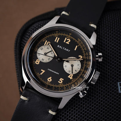 Baltany Retro Chronograph S205034 39mm Black Dial - Horology Story Youtube Store