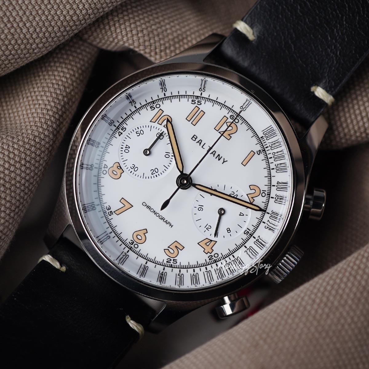 Baltany Retro Chronograph S205034 39mm White Dial - Horology Story Youtube Store