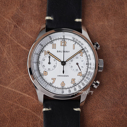 Baltany Retro Chronograph S205034 39mm White Dial - Horology Story Youtube Store