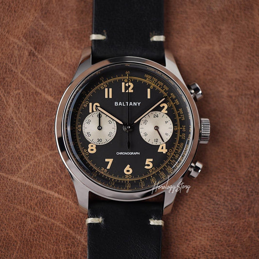 Baltany Retro Chronograph S205034 39mm Black Dial - Horology Story Youtube Store