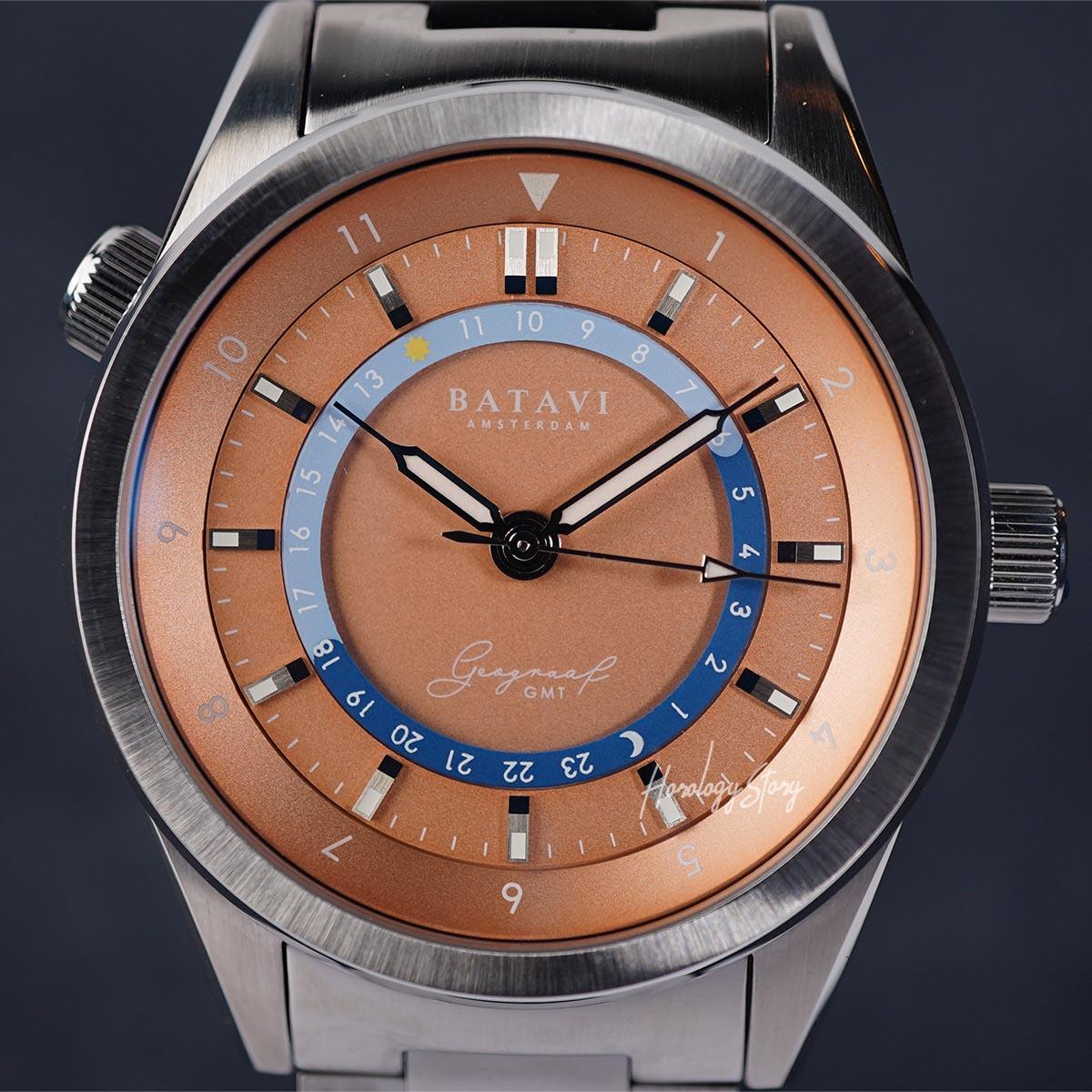 Batavi Geograaf Arctic Down Salmon Dial - Horology Story Youtube Store