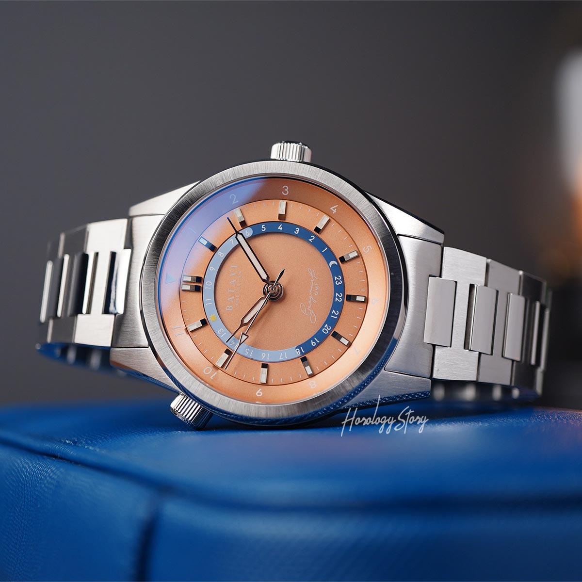 Batavi Geograaf Arctic Down Salmon Dial - Horology Story Youtube Store