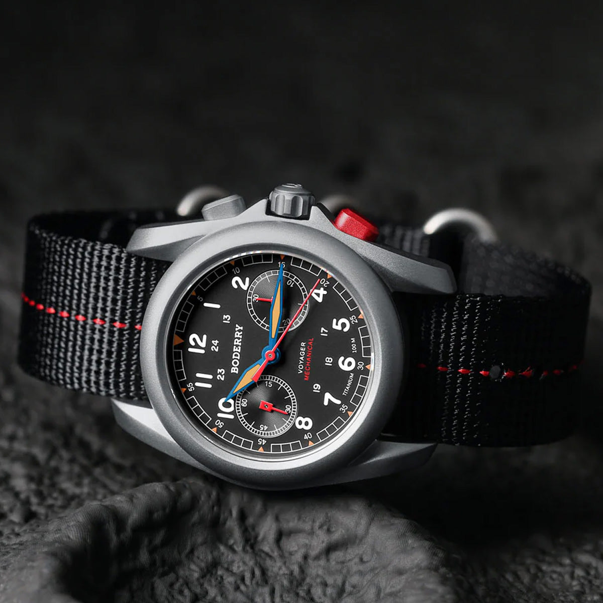 Boderry Voyager Chronograph BD-M02T-01 Titanium Field 100m Grey Dial