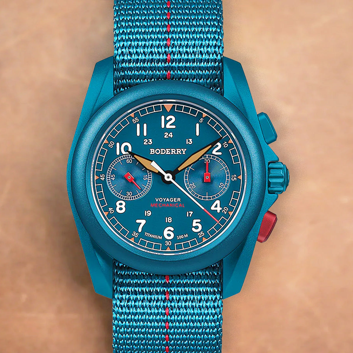 Boderry Voyager Chronograph BD-M02TBC-03 Titanium Field 100m Cerulean Blue