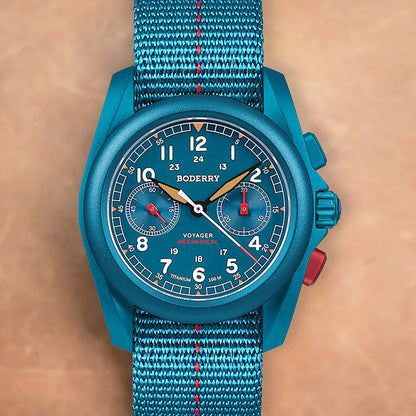 Boderry Voyager Chronograph BD-M02TBC-03 Titanium Field 100m Cerulean Blue
