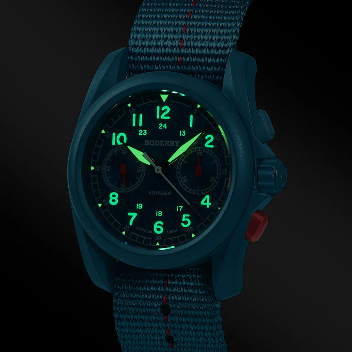 Boderry Voyager Chronograph BD-M02TBC-03 Titanium Field 100m Cerulean Blue