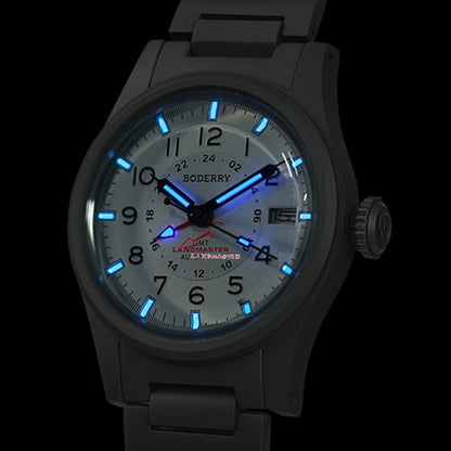 Boderry Landmaster True GMT White Dial
