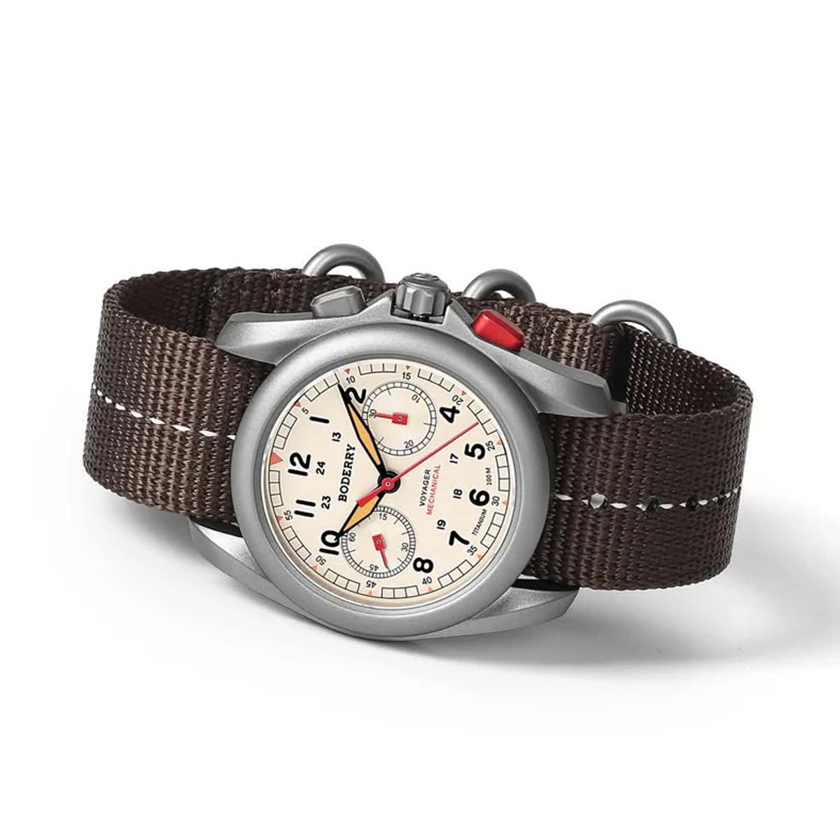 Boderry Voyager Chronograph BD-M02T-02 Titanium Field 100m Cream Dial