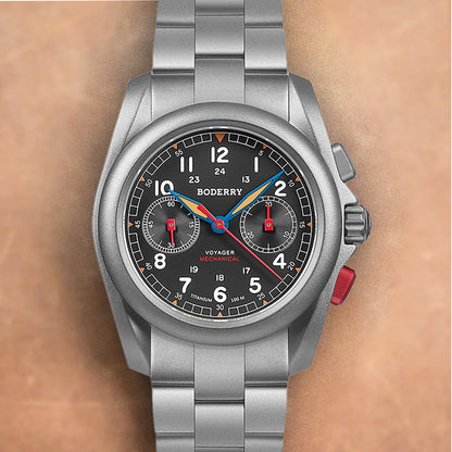 Boderry Voyager Chronograph BD-M02T-01B Titanium Field 100m Grey Dial