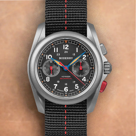 Boderry Voyager Chronograph BD-M02T-01 Titanium Field 100m Grey Dial