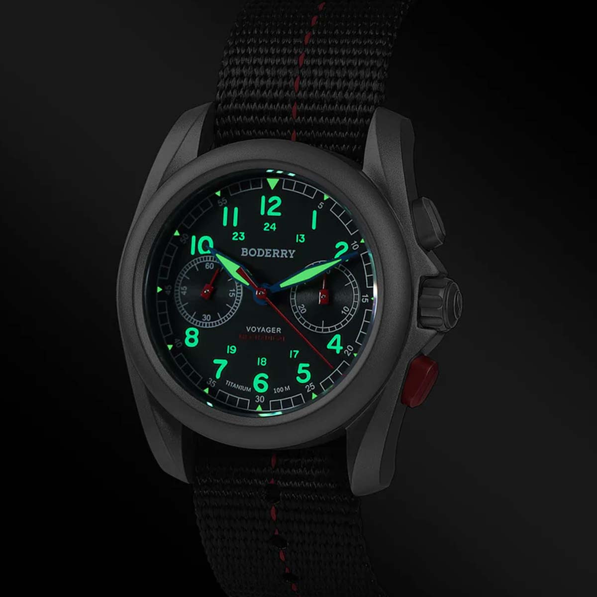 Boderry Voyager Chronograph BD-M02T-01 Titanium Field 100m Grey Dial