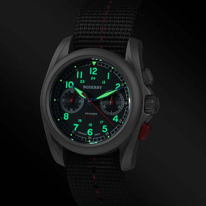 Boderry Voyager Chronograph BD-M02T-01 Titanium Field 100m Grey Dial