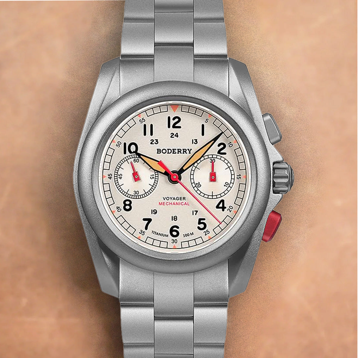 Boderry Voyager Chronograph BD-M02T-02B Titanium Field 100m Cream Dial