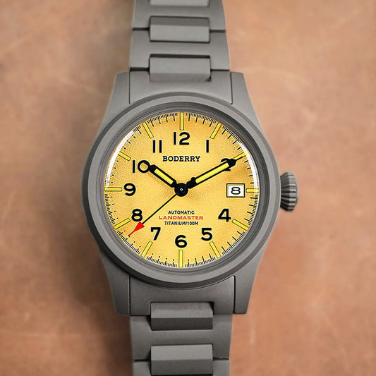 Boderry Landmaster Titanium 100m Yellow Dial Seiko NH35A