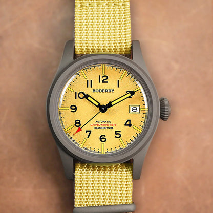 Boderry Landmaster Titanium 100m Yellow Dial Seiko NH35A
