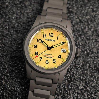 Boderry Landmaster Titanium 100m Yellow Dial Seiko NH35A