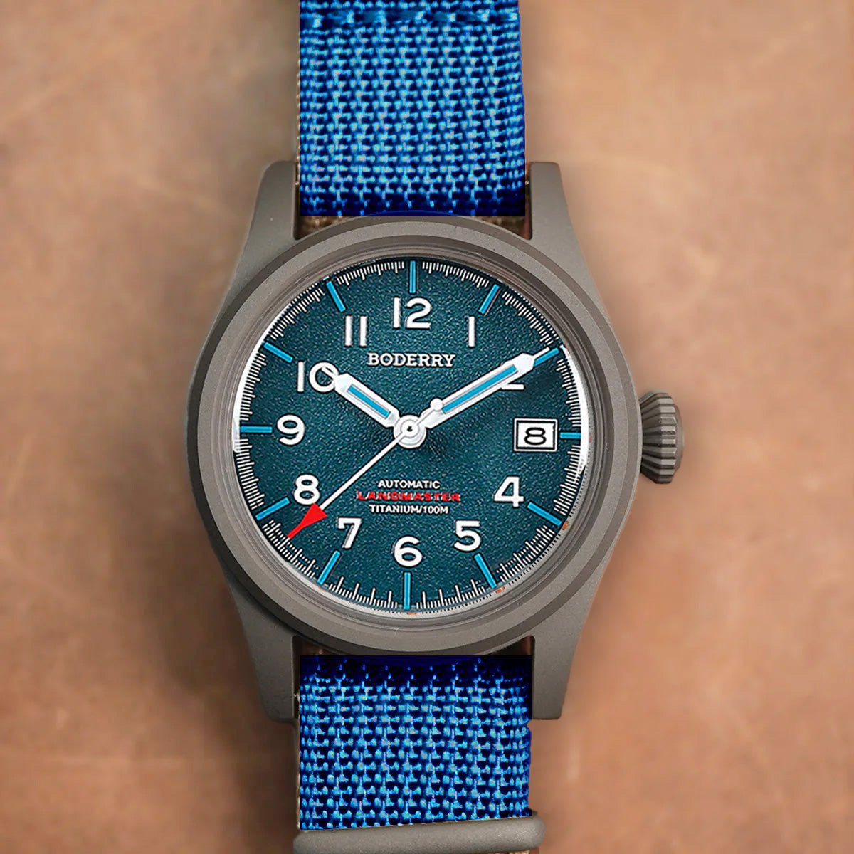 Boderry Landmaster Titanium 100m Blue Dial Seiko NH35A