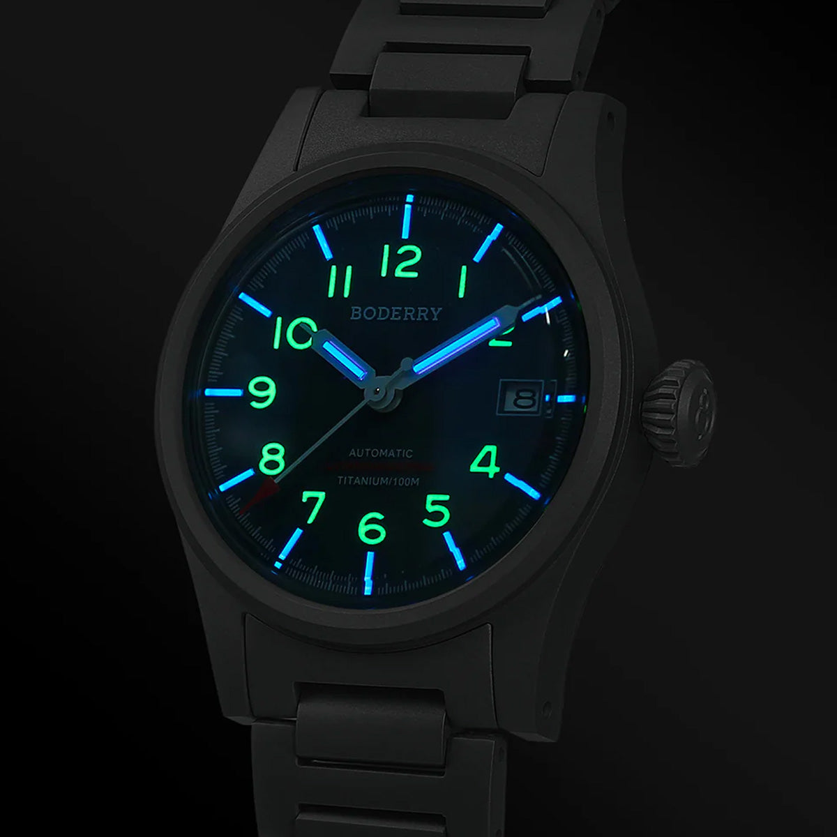 Boderry Landmaster Titanium 100m Blue Dial Seiko NH35A