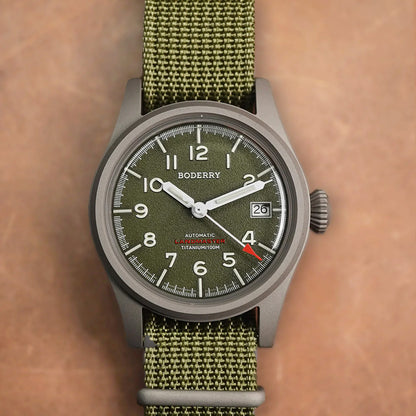 Boderry Landmaster Titanium 100m Green Dial Seiko NH35A