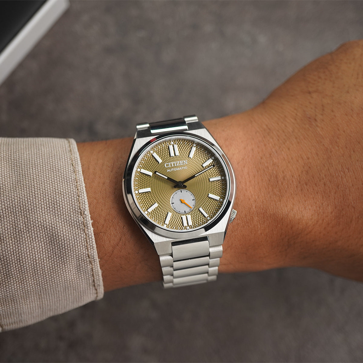 Citizen Tsuyosa Mechanical NK5010-51X Small Second Olive Green Guilloche Dial