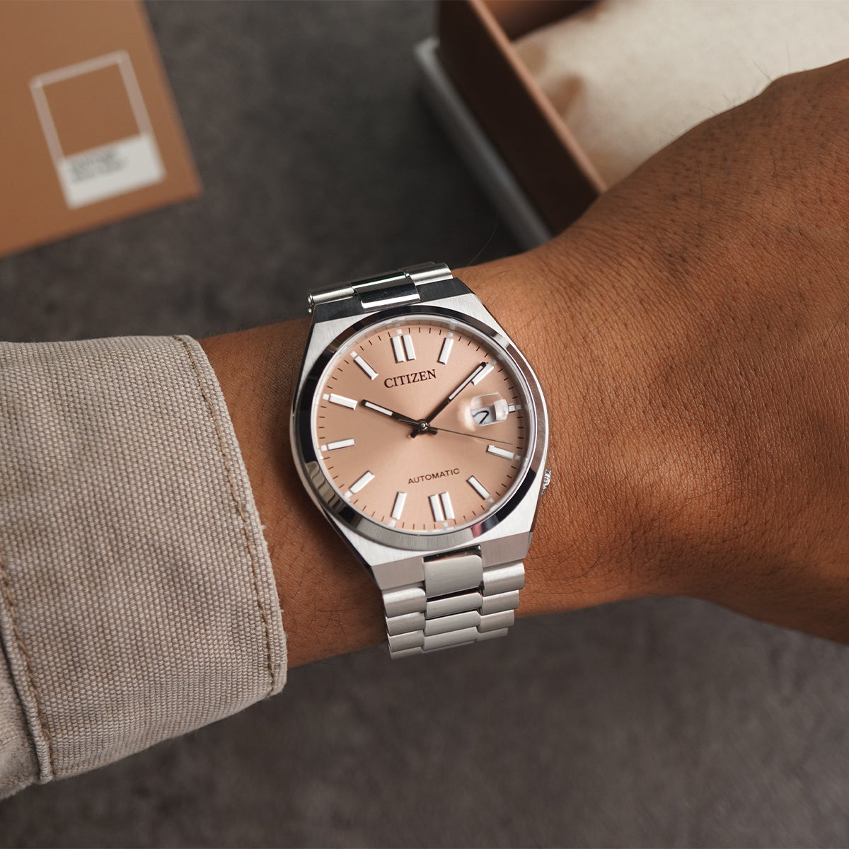 Citizen Tsuyosa NJ0158-89Y X Pantone Warm Sand Brown Dial - Horology Story Youtube Store