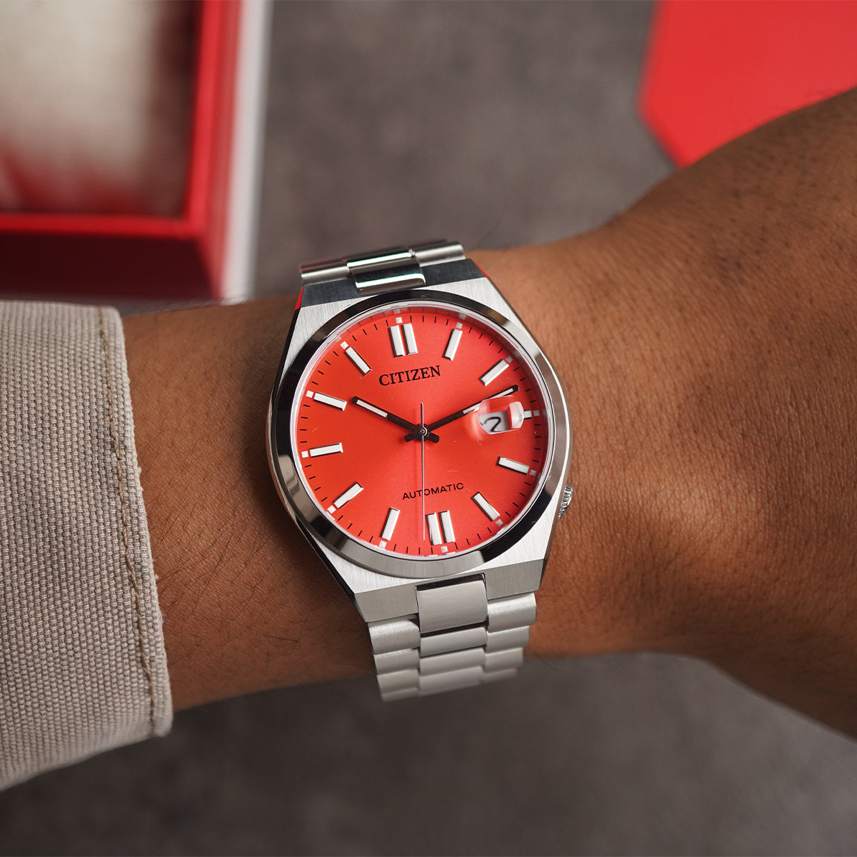 Citizen Tsuyosa NJ0158-89W X Pantone Blazing Red Dial - Horology Story Youtube Store