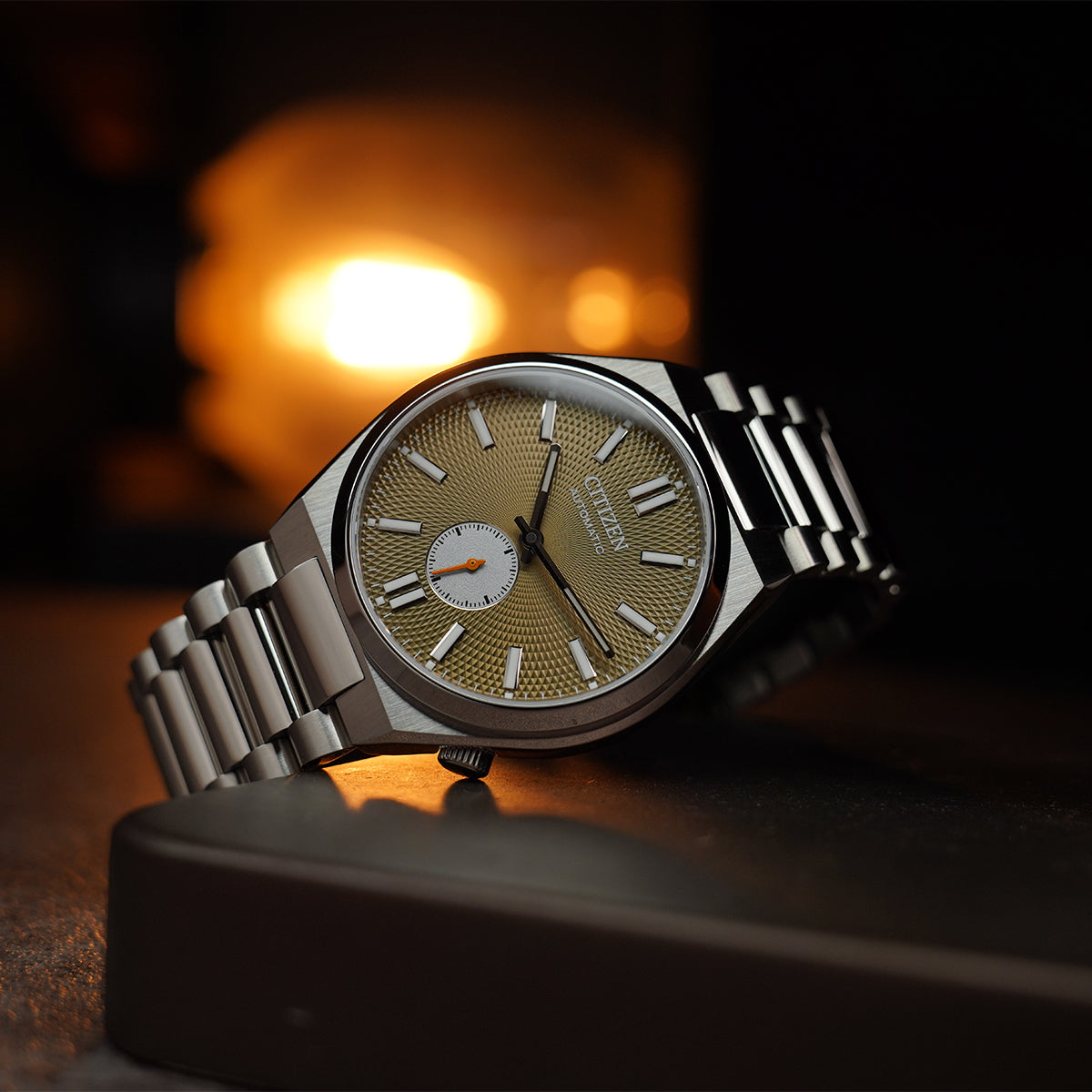 Citizen Tsuyosa Mechanical NK5010-51X Small Second Olive Green Guilloche Dial