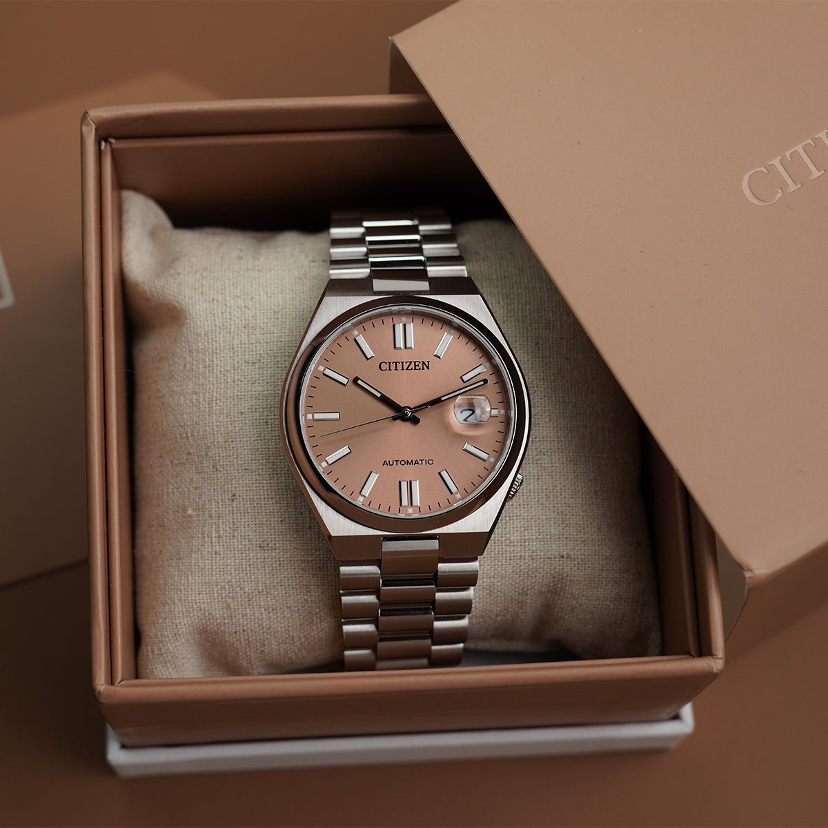 Citizen Tsuyosa NJ0158-89Y X Pantone Warm Sand Brown Dial - Horology Story Youtube Store