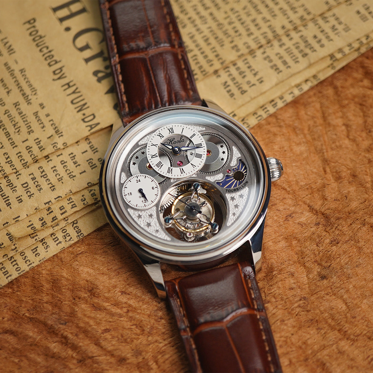 Haofa GMT Sapphire Tourbillon Watch Day & Night 1036-1