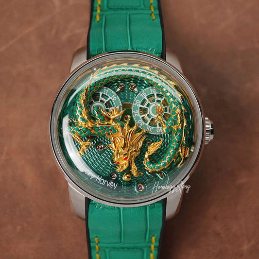 LUCKY HARVEY Green Enamel Dragon Limited 200 Pcs - Horology Story Youtube Store