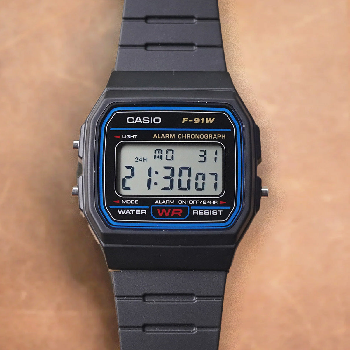Casio F-91W-1DG Digital Stopwatch On Rubber
