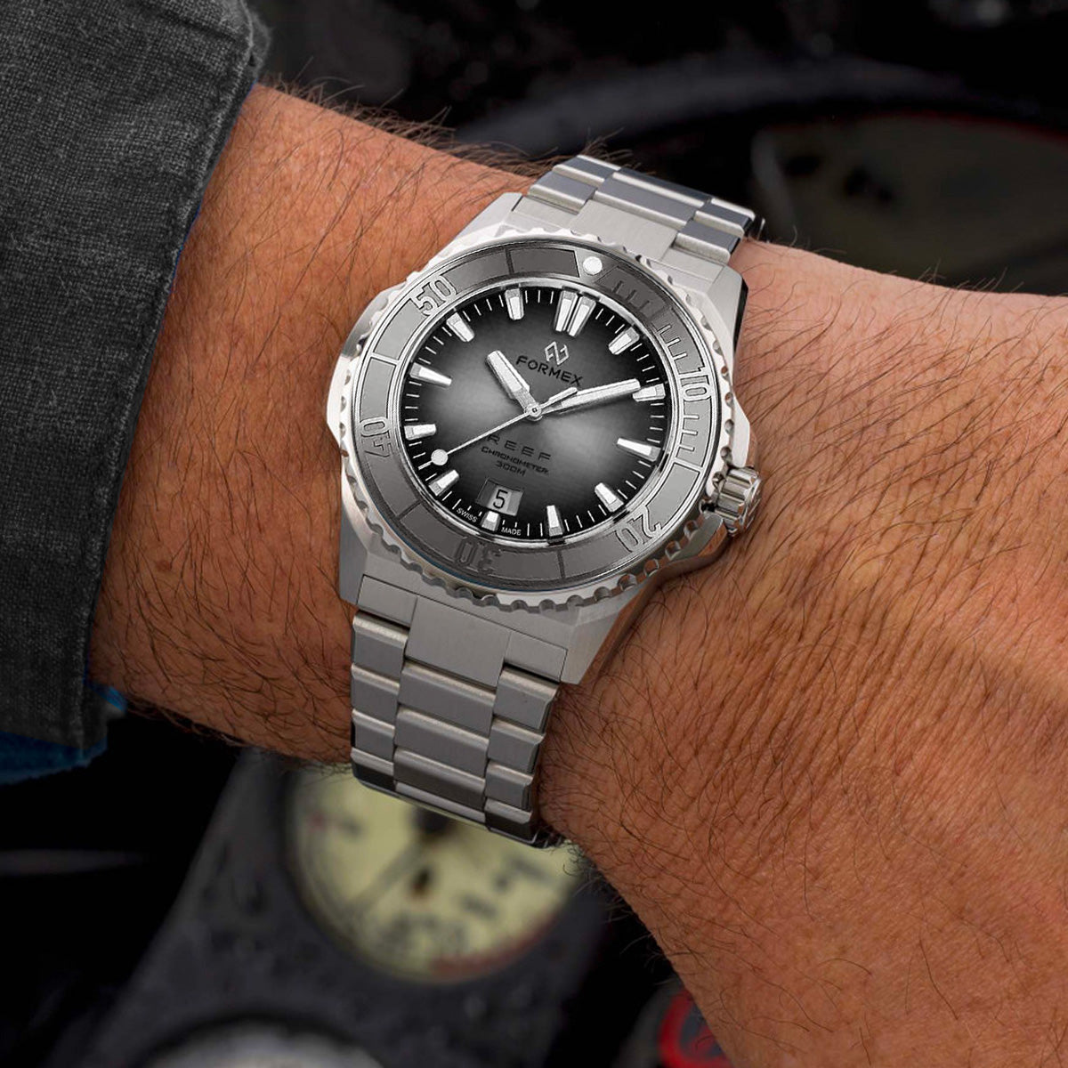 Formex Reef 39,5mm Black Sunburst Dial Steel Bezel COSC - Horology Story Youtube Store