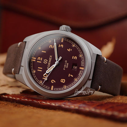 Formex Field Titanium Mahogany Red Dial - Horology Story Youtube Store