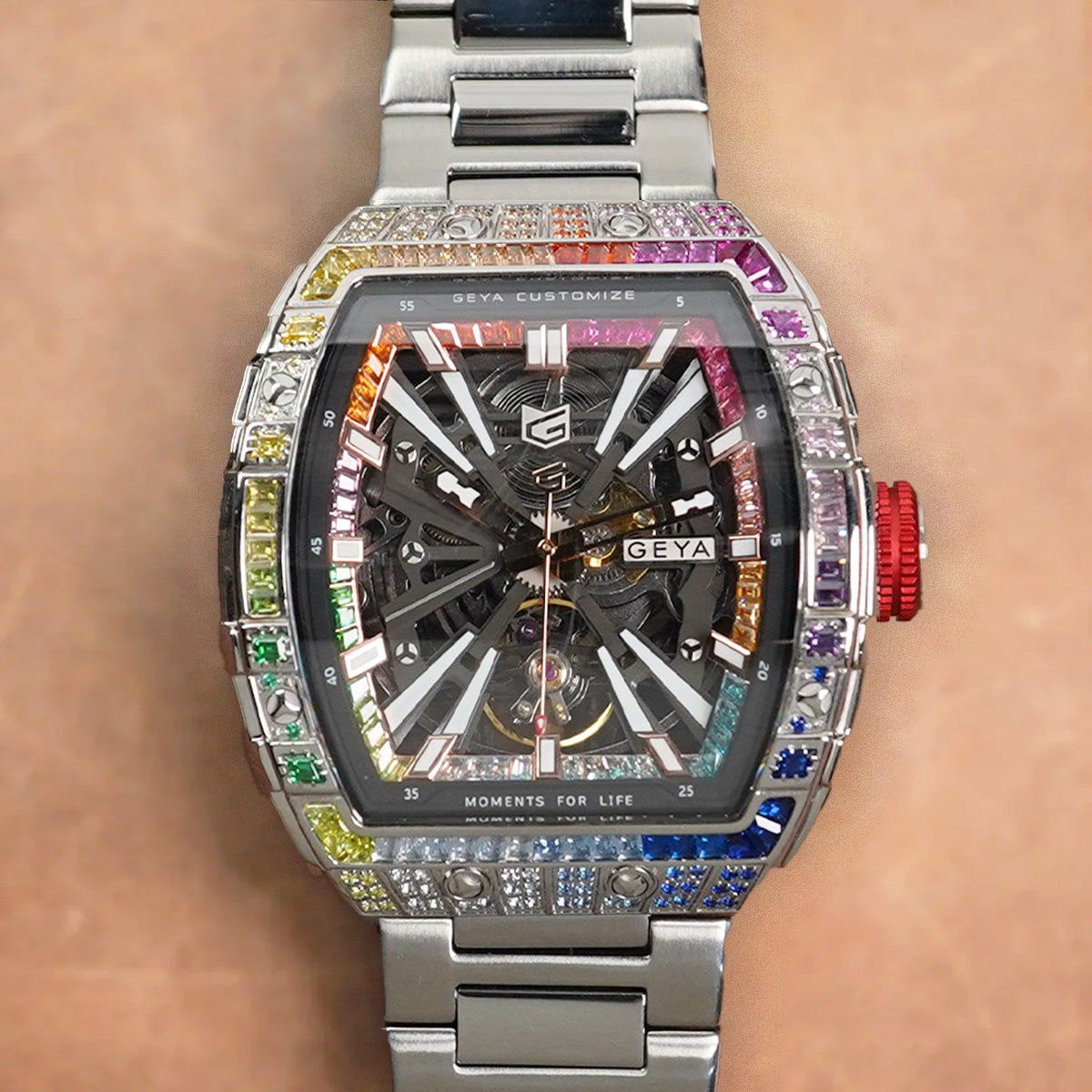 Geya Rainbow Zircon Series Automatic Red G78139